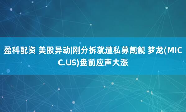 盈科配资 美股异动|刚分拆就遭私募觊觎 梦龙(MICC.US)盘前应声大涨